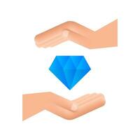 Diamond with hand icon design. Diamond with hand icon in trendy flat style design. 3D style vector illustration