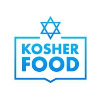 Kosher food product sign label, sticker. Certified kosher sign. Vector stock illustration