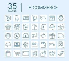 Shopping set icon for web design. E commerce. Discount coupon. Business icon. Price tag. Line vector. Vector stock illustration