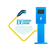 eléctrico coche cargando ev estación. vehículo en pie vector