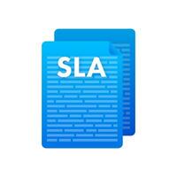 SLA   Service Level Agreement. Commitment between a service provider and a client. Vector stock illustration