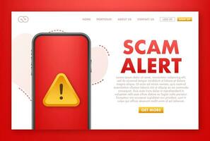 Scam alert. Hacker attack and web security vector concept, phishing scam. Network and internet security. Vector illustration