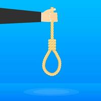 Rope hanging loop. Suicide and business. Tightens noose. Vector stock illustration.