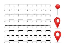 Map scales graphics for measuring distances. Vector stock illustration