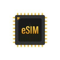 eSIM Embedded SIM card icon symbol concept. new chip mobile cellular communication technology. Vector stock illustration