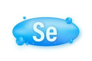 Mineral Se Selenium blue shining pill capsule icon. Substance For Beauty. Selenium Mineral Complex vector