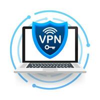 Secure VPN connection concept. Virtual private network connectivity overview. Vector stock illustration