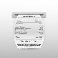 Vector Realistic 3d Paper Printed ATM Transaction Record Receipt Set Closeup Isolated on White Background.