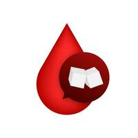 Flat icon with red glucose blood for concept design. Cartoon red icon. Vector diagram. Cartoon sugar.