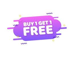 Buy 1 Get 1 Free, sale tag, banner design template. Vector stock illustration