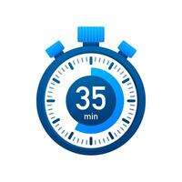 The 35 minutes, stopwatch vector icon. Stopwatch icon in flat style, timer on on color background. Vector illustration