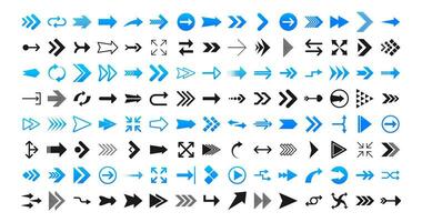 Arrows big black set icons. Arrow icon. Arrows for web design, mobile apps, interface and more. Vector stock illustration