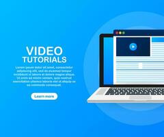 Video tutorials icon concept. Study and learning background, distance education and knowledge growth. Vector stock illustration.