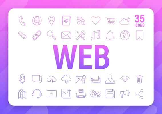 Web icon set. Business. Email icon. Video chat. Vector stock illustration