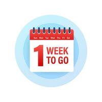 One week to go offer. Calendar icon. Vector stock illustration.