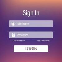 Login form page. Website ui vector elements. Vector stock illustration