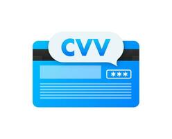 Credit card secure CVV code. Financial label. Vector stock illustration