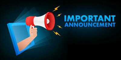 Megaphone with important announcement. Megaphone banner. Web design. Vector stock illustration