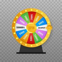Roulette 3d fortune. Wheel fortune for game and win jackpot. Online casino concept. Internet casino marketing. Vector illustration.