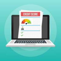 Credit score document. Paper sheet chart of personal credit score information. Vector illustration.