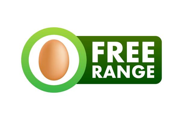 Free range eggs label icon. Farm fresh product. Vector stock illustration