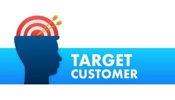 Target customer with an arrow flat icon concept market goal vector picture image. Concept target market, audience, group, consumer.