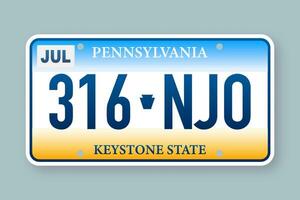 License plate pennsylvania. Vector illustration on white background