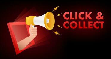 Megaphone click and collect banner. Flat style. Website vector icon. Vector stock illustration.