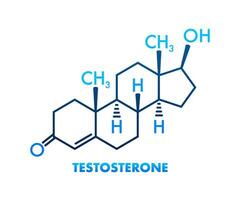 Testosterone formula. Vector thin line icon of testosterone molecular structure.