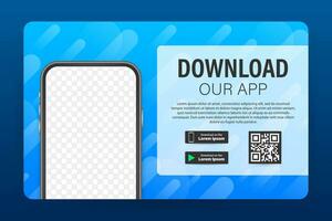 Download page of the mobile app. Empty screen smartphone for you app. Download app. Vector stock illustration.