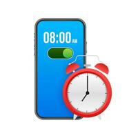 Cartoon mockup with black alarm smartphone. Smartphone mockup. Calendar reminder. Message notification icon vector