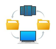 Data center information in cartoon style. Isometric vector. Database system. vector