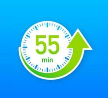 The 55 minutes, stopwatch vector icon. Stopwatch icon in flat style, timer on on color background. Vector illustration