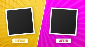 Colorful before and after frames. Vector illustration. Vector template. Design template