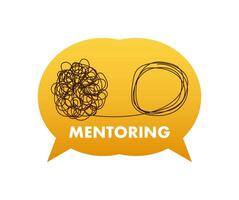 Mentoring for concept design. Teamwork business success. Vector stock illustration