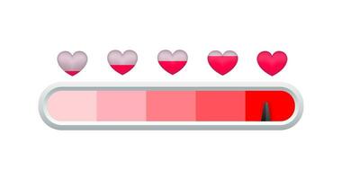 Love meter, heart indicator. Valentines day concept. High speed. Vector stock illustration