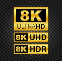 8k ultra hd etiqueta. alto tecnología. LED televisión mostrar. vector ilustración.