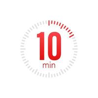 The 10 minutes, stopwatch vector icon. Stopwatch icon in flat style, 10 minutes timer on on color background. Vector stock illustration