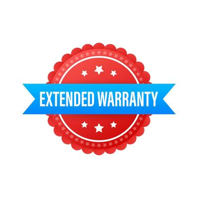 Extended warranty label or sticker. Badge, icon, stamp Vector illustration