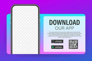 Download page of the mobile app. Empty screen smartphone for you app. Download app. Vector stock illustration.