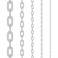 Metallic Chain. Block chain. Collection of seamless metal chains colored silver. Vector stock illustration