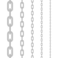 Metallic Chain. Block chain. Collection of seamless metal chains colored silver. Vector stock illustration