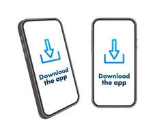 Download page of the mobile app. Empty screen smartphone for you app. Download app. Vector stock illustration.