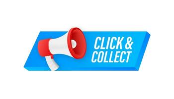 Megaphone click and collect banner. Flat style. Website vector icon. Vector stock illustration.