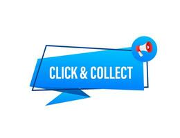 Megaphone click and collect banner. Flat style. Website vector icon. Vector stock illustration.