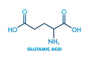 Chemical structure of Glutamic acid formula. Icon on black backdrop. vector