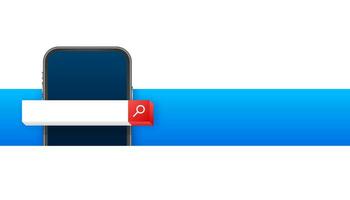 Search bar on screen vector element design, set of search boxes ui template isolated on blue background. Vector stock illustration.