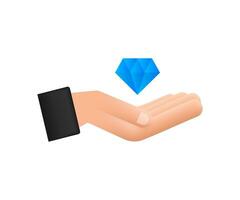 Diamond with hand icon design. Diamond with hand icon in trendy flat style design. 3D style vector illustration