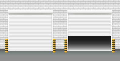 Vector Door with Rolling Shutters on white background. Vector illustration