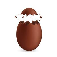 Realistic chocolate eggs. Broken, exploded eggshell. Good for Easter design. Vector stock illustration